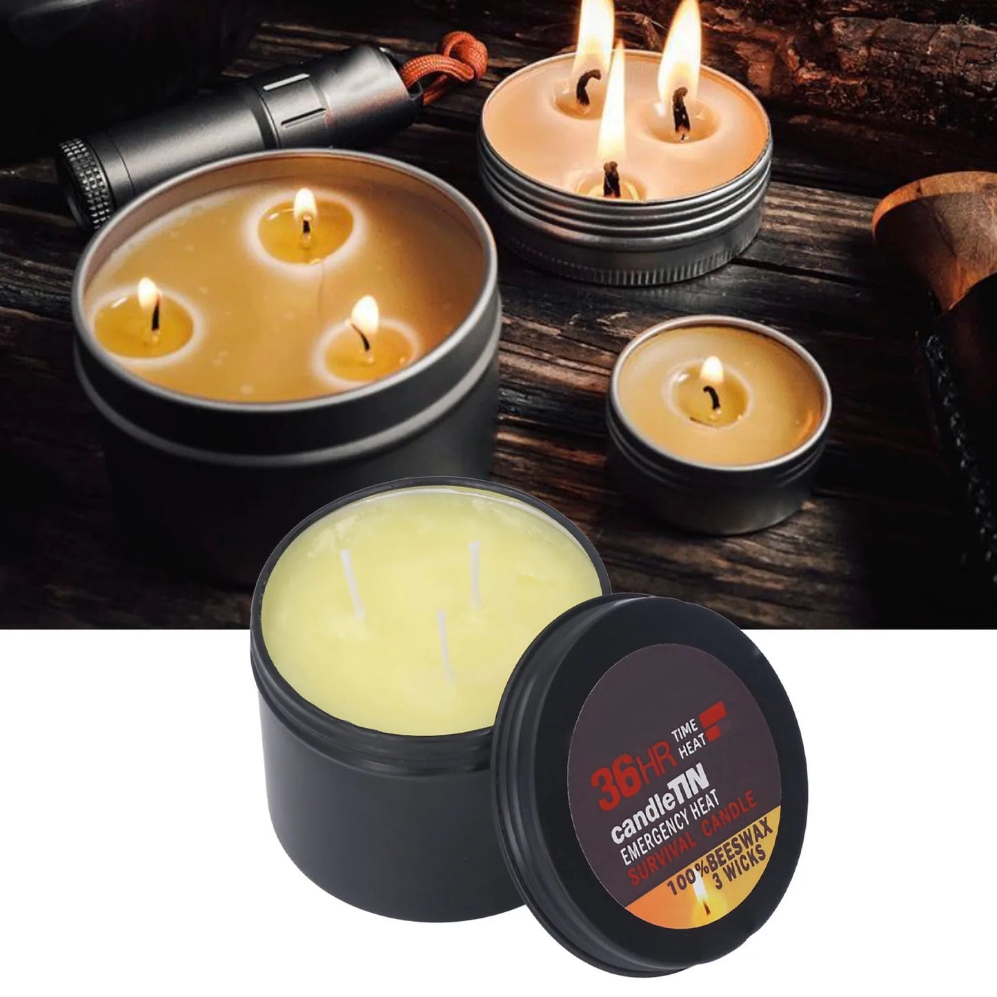 Survival Candle Widely Used Romantic Ambience Natural 36 Hours Burning Long Lasting Candles 3 Wicks For Home Outdoor Camping
