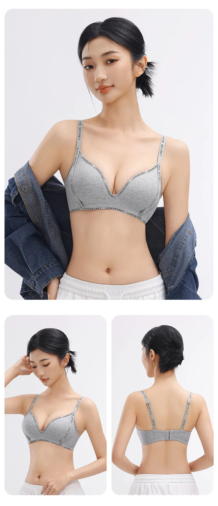 Comfortable Underwear Bar for Women Without Steel Rings Simple Push-up Shoulder Straps Top Up Bra Women's Underwire