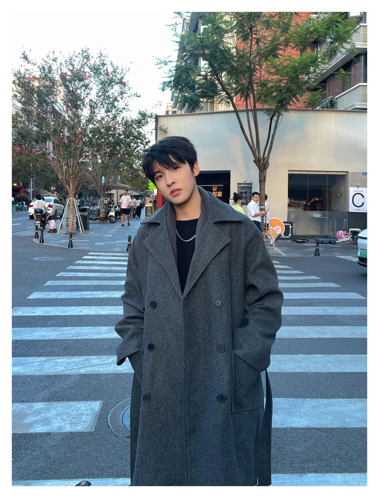 Long Coats for Men Woolen Jackets 2024 Winter Thicken Coat Trench Coats Korean Vintage Loose Heavy Jackets Men Leisure Overcoat
