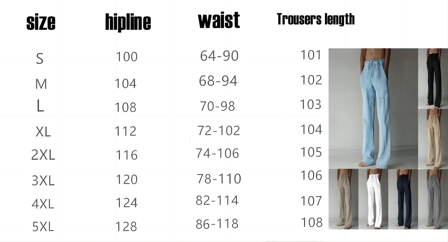 Men's Trousers Cotton Linen Fashion Casual Pants Solid Color Breathable Loose Shorts Straight Drawstring Pants Streetwear Men