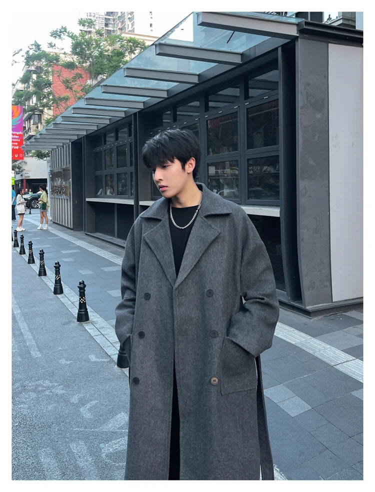 Long Coats for Men Woolen Jackets 2024 Winter Thicken Coat Trench Coats Korean Vintage Loose Heavy Jackets Men Leisure Overcoat