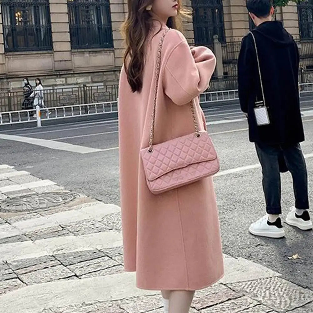 Women Woolen Coat Double-Breasted Autumn Winter New Fashion Loose Long Trench Coat Retro Loose Female Overcoat Ladies Windbreak
