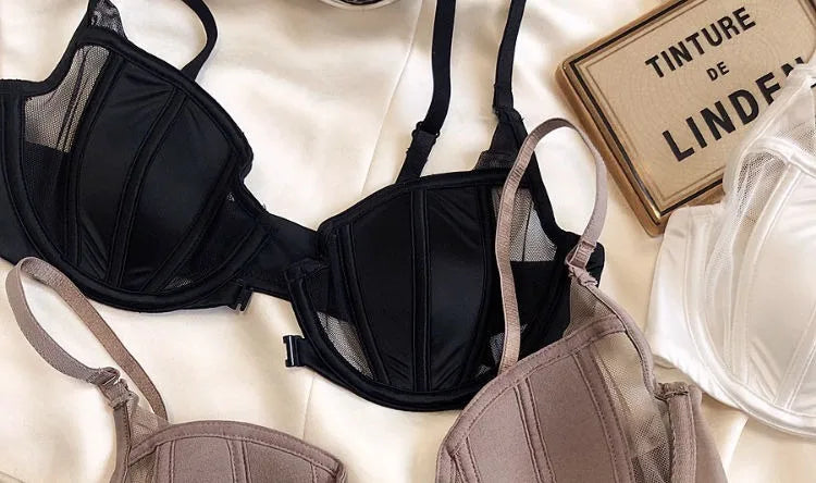 Women Underwear Bra Gather Small Breast and Thin Spring Summer Sexy Bra Front Buckle Pure Solid Intimate Clothing