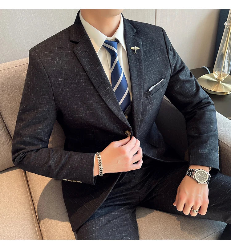 High-quality wedding suit for men, fashionable business, professional groom and best man, handsome two-piece set