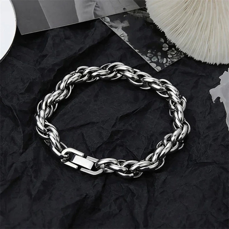 Twisted Chain Bracelet for Men Women Stainless Steel Silver Color Chain Bracelets Bangle Male Jewelry Gift Wholesale
