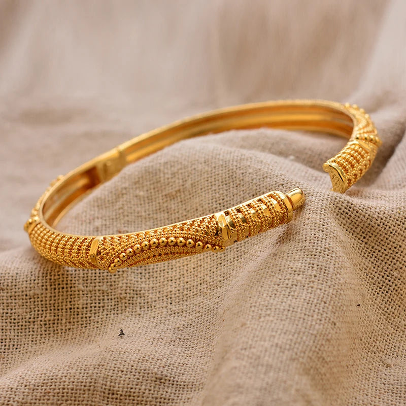Luxury Vintage Gold Plated Bangles For Women Girls  Arabia Bridal Wedding Jewelry Gifts