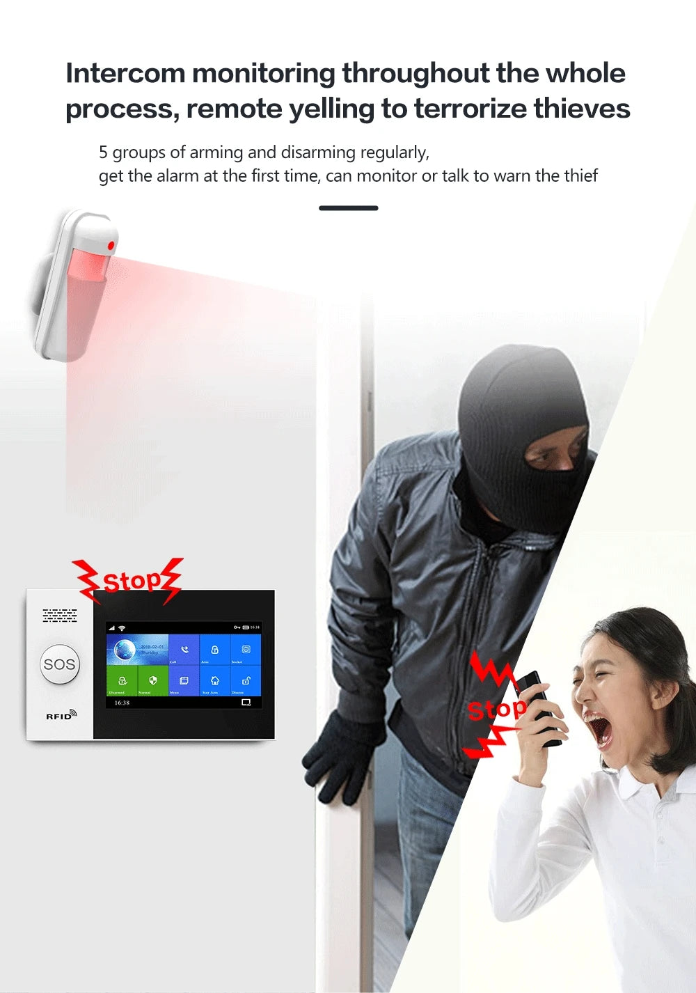 WiFi Home Alarm System GSM Tuya Smart Home Security Alarm Kit with Siren PIR Motion Sensor Remote Controls Window Door Sensor