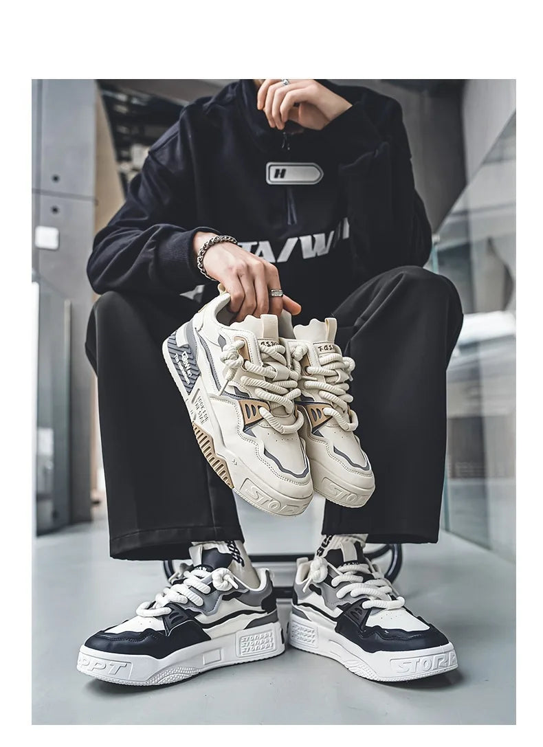 2025 New Men's Shoes Summer Versatile Thick soled Casual Flat Shoes Anti slip Youth Sports Trendy Shoes