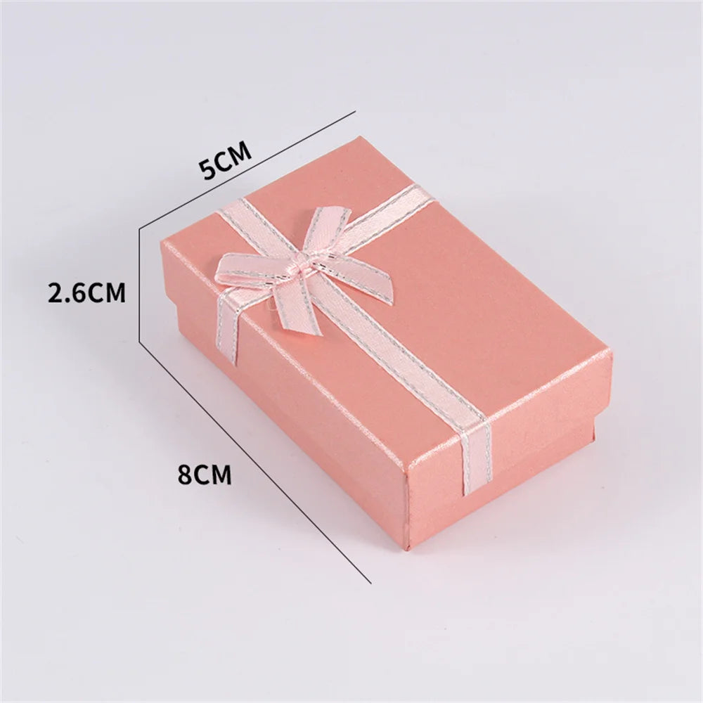 Jewelry Box Bow Ribbon Simple Exquisite Gifts Packaging Earrings Ring Necklace Bracelet Storage Jewelry Organization Display Box