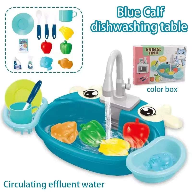 Children Play House Simulated Kitchen Dishwasher Sink Hand Basin Electric Circulating Water Kitchen Set Boy Girl Idea Kids Toys