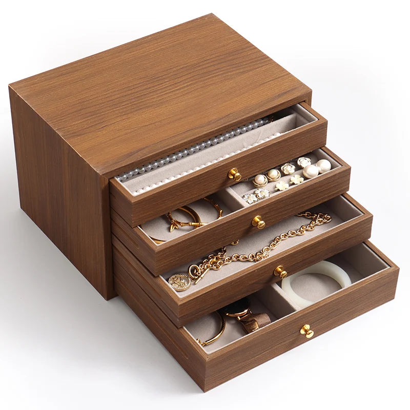 High end exquisite wooden jewelry box, handmade jewelry necklace, jewelry box, bracelet, ring storage box, birthday and wedding