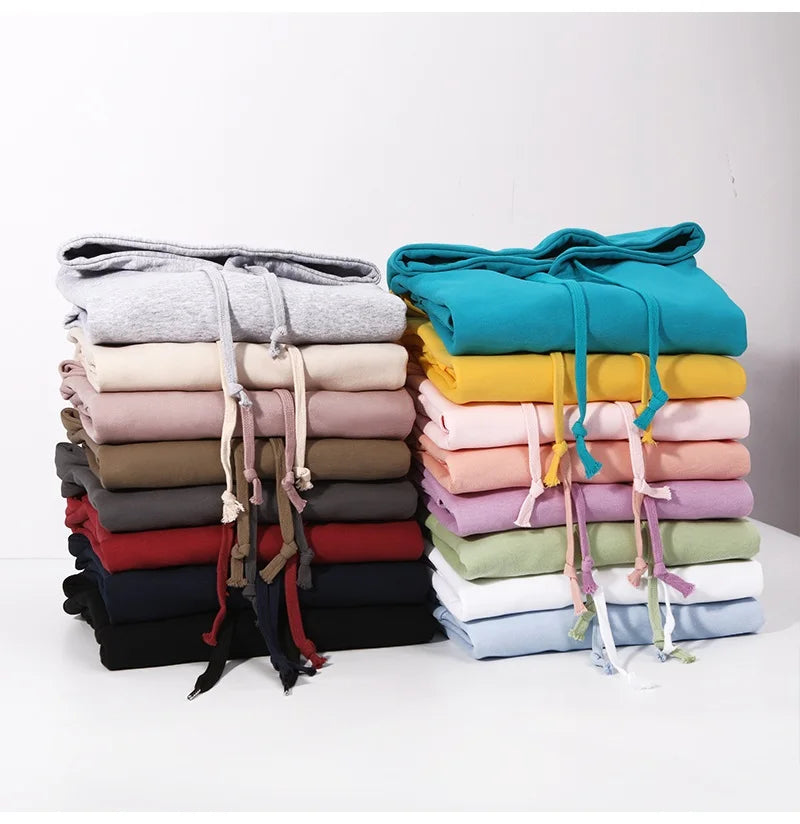 Solid Oversize Hoodies For Women Pocket Casual Loose Hooded Sweatshirt Woman Autumn Cotton Terry Hoodies Women Oversize Pullover