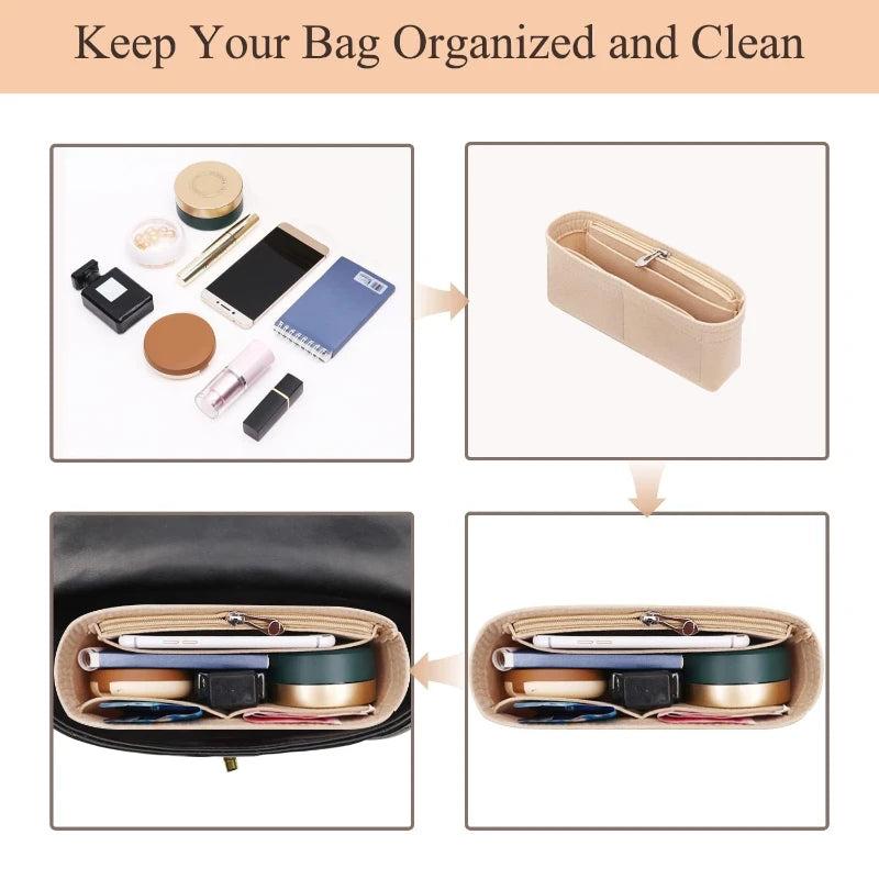 Bag Organizer  fit Mini Sizefor  Small Tote Bag Timid Bag Storage & Finishing Inner  Liner Handbags Insert Organizer