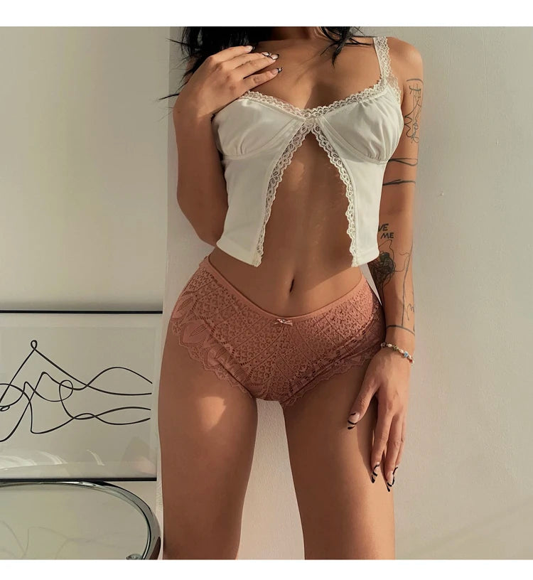 Sexy Panties For Women Low Waist Underwear Transparent Lace Briefs Breathable Soft Lingerie Female Underpants Sexy Woman's Panty