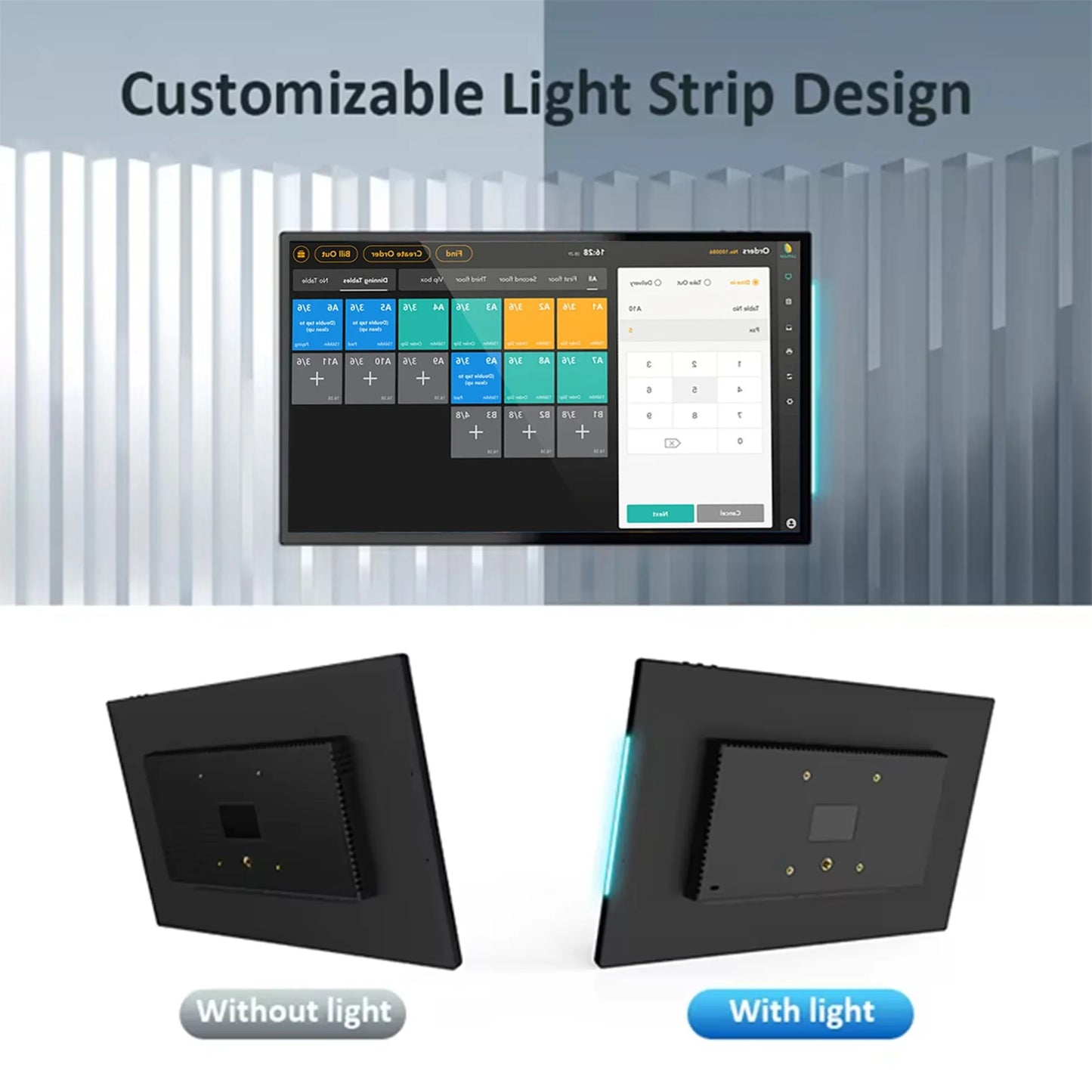 Smart Home Tablet Wall Mount with Double-Sided Lights 15.6 Inch FHD Touch Screen Android 14 8-Core 8G 128G POE for Home Automati