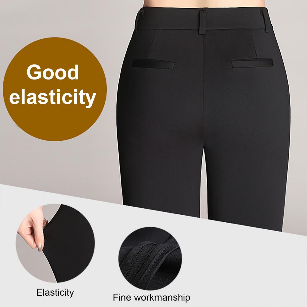 Women Trouser Flared Style High Waist Solid Colors Elastic Formal Long Stretch Office Lady Trouser for Office