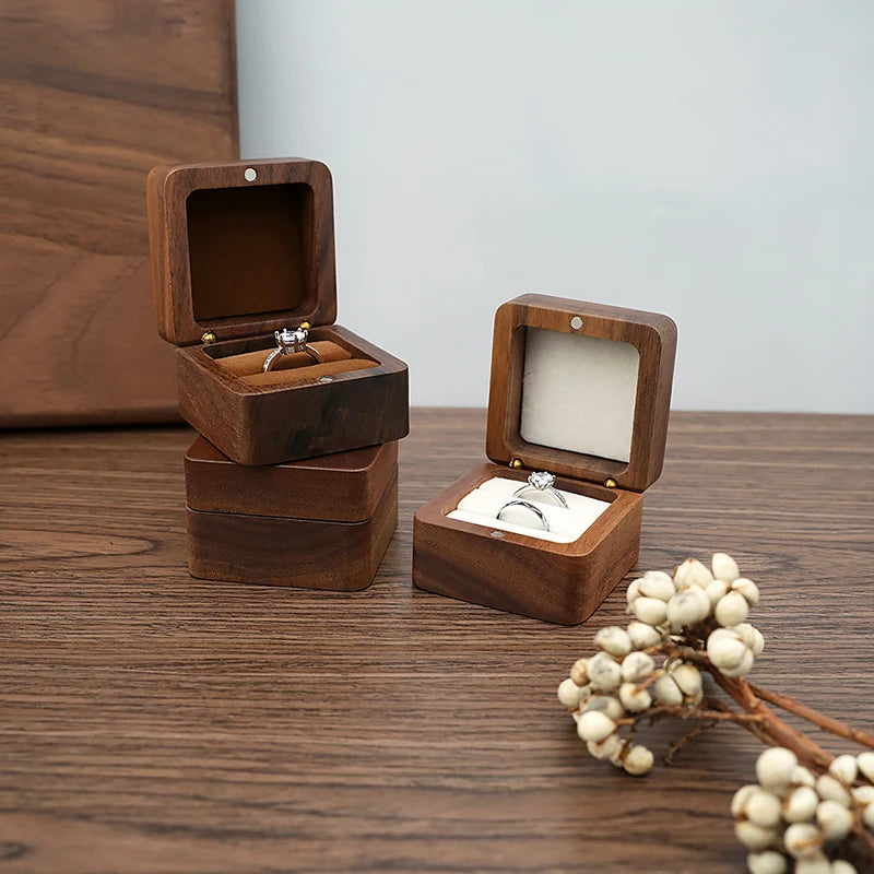 Wood Jewelry Box Wedding Ring Box Earring Rings Organizer Box Gift Package Case Portable Jewelry Organizer