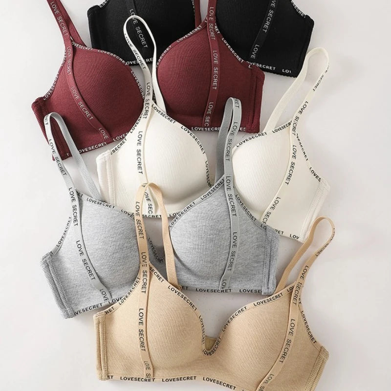 Comfortable Underwear Bar for Women Without Steel Rings Simple Push-up Shoulder Straps Top Up Bra Women's Underwire