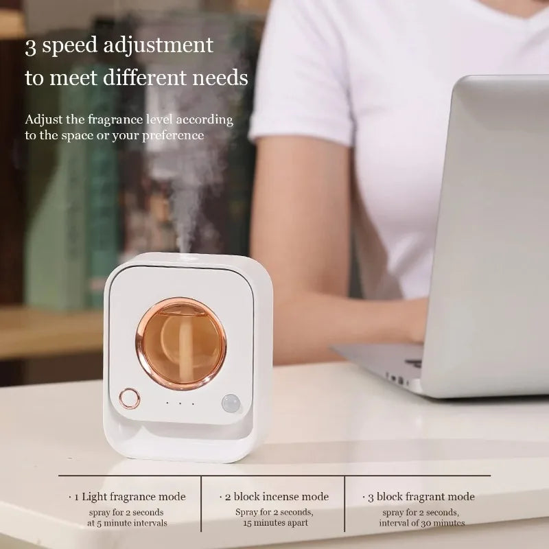 Automatic Spray Aromatherapy Diffuser Smart Sensor USB Air Freshener Essential Oil Perfume Machine for Home Office Toilet Room