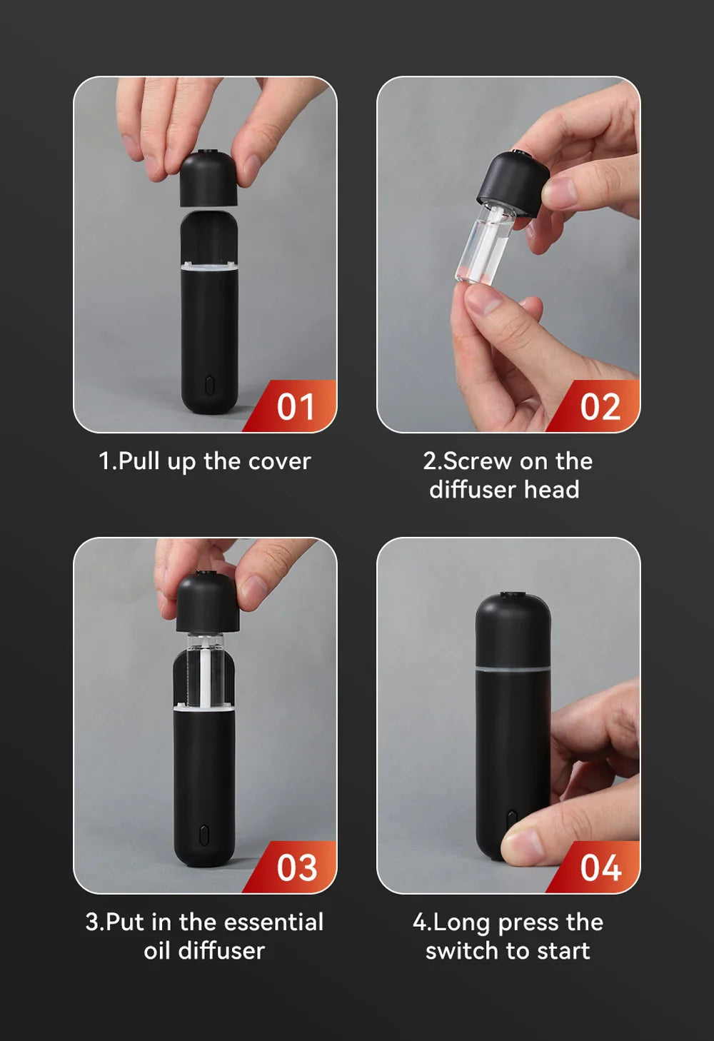 Car Air Freshener Perfume Vent Clip Electric Aroma Diffuser Cordless with 6 Scent Small Portable Gifts Essential Oil Diffuser