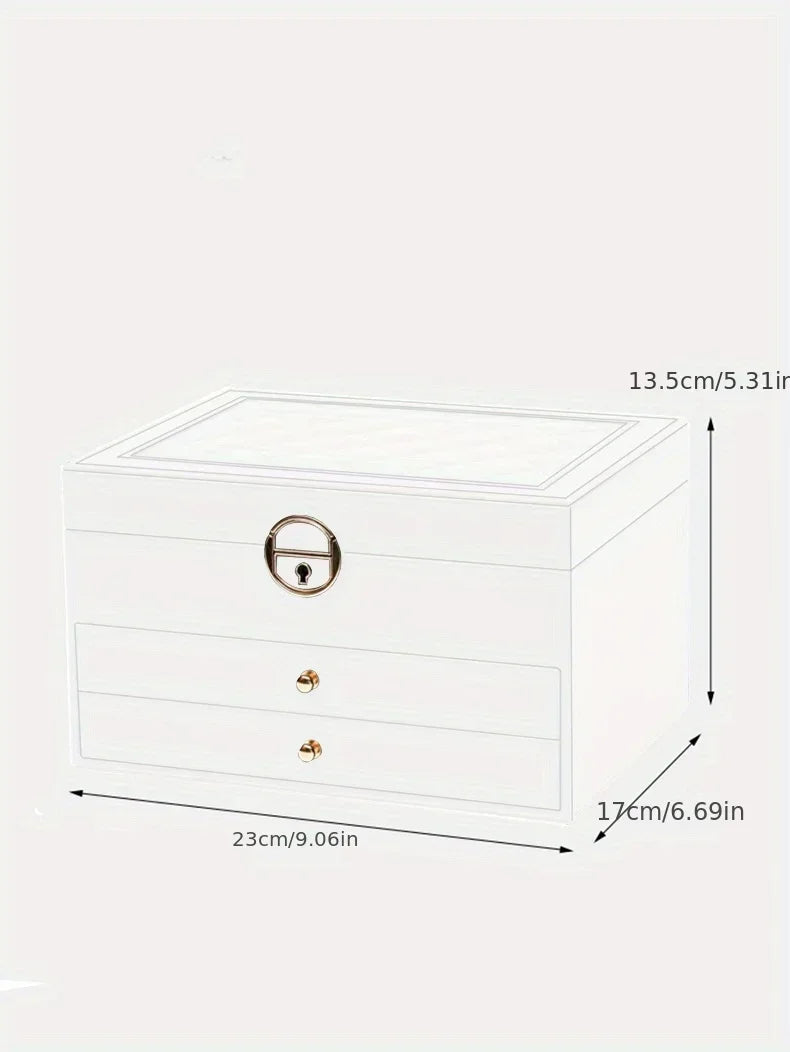Jewelry storage box, high-end exquisite necklace earrings, gold jewelry box, large capacity multi-layer jewelry box