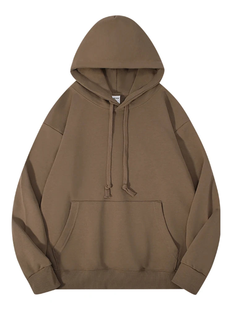 Solid Oversize Hoodies For Women Pocket Casual Loose Hooded Sweatshirt Woman Autumn Cotton Terry Hoodies Women Oversize Pullover