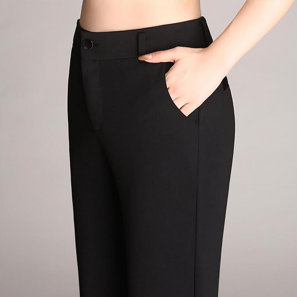 Women Trouser Flared Style High Waist Solid Colors Elastic Formal Long Stretch Office Lady Trouser for Office