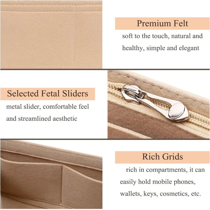 Bag Organizer  fit Mini Sizefor  Small Tote Bag Timid Bag Storage & Finishing Inner  Liner Handbags Insert Organizer