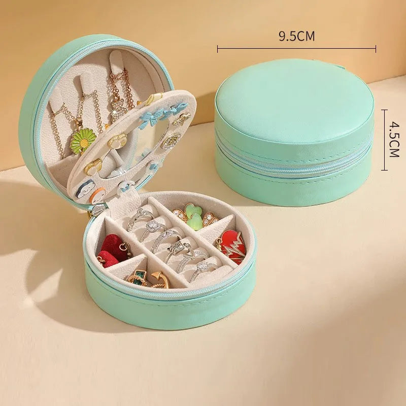 Multilayer jewelry box small stud earrings box ring receive box necklaces earrings jewelry box portable cassette jewelry mirrors