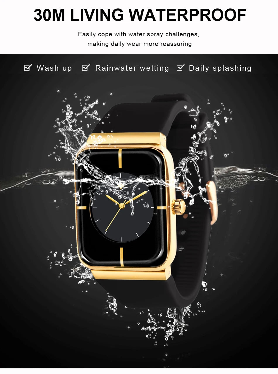 WWOOR  Men's Watches Top Brand Luxury Watch For Men Gold Fashion Stainless Steel Waterproof Quartz Wristwatch  Relogio Masculino