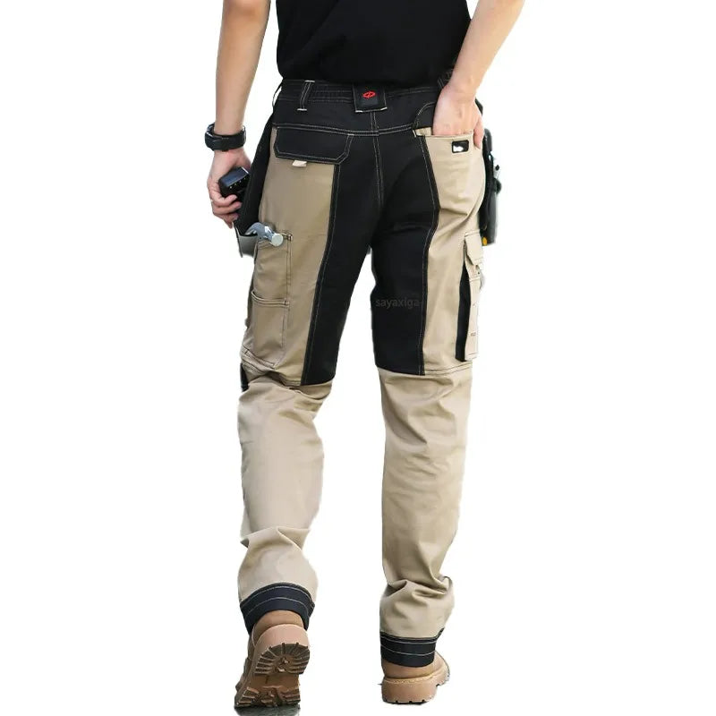 Work Trousers With Knee Pads For Men Cargo Pants Men Workwear Multi-pocket Outdoor Hiking Joggers Pants Functional Pockets Pants