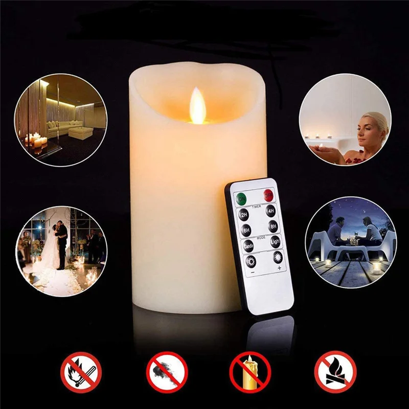 LED Candles, Flickering Flameless Candles, Rechargeable Candle, Real Wax Candles with Remote Control,12.5cm A