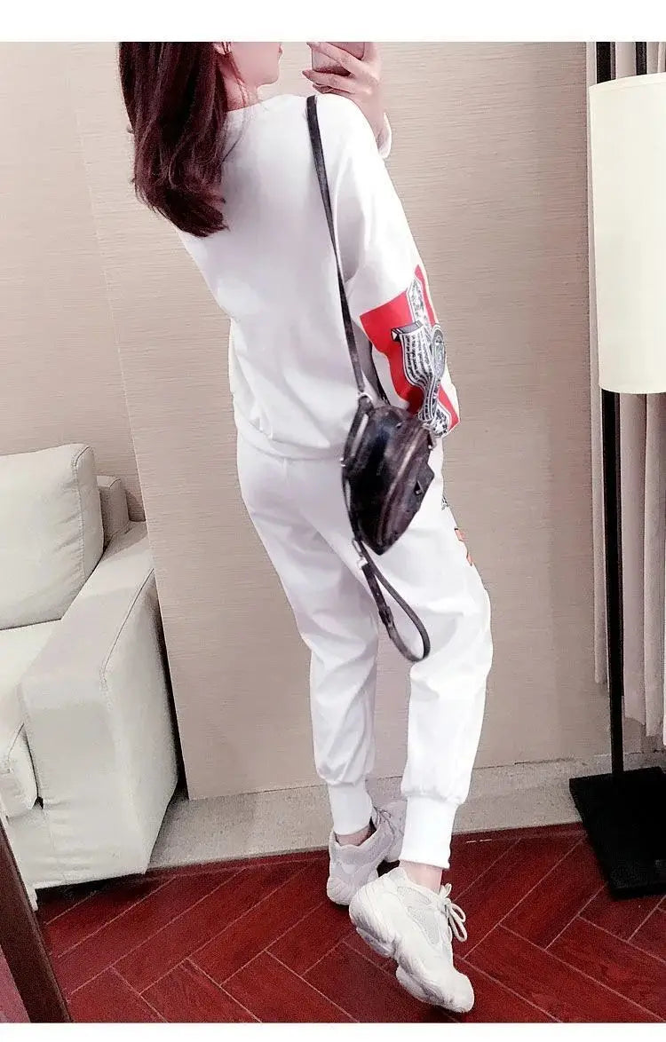 Women's Casual Sweat Suits 2025 Spring Autumn New Tracksuit Fashion Loose Long Sleeved Tops And Pants 2 Two Piece Set For Women