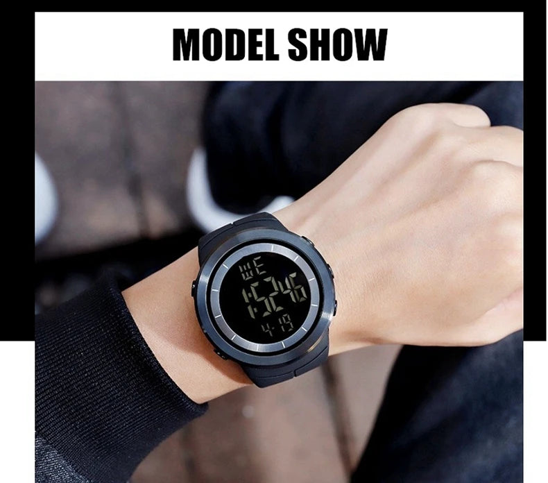 Digital Watches for Men Black 50M Diving Tactical Wristwatch Big Dial Waterproof Electronic Led Military Clocks Alarm Stopwatch