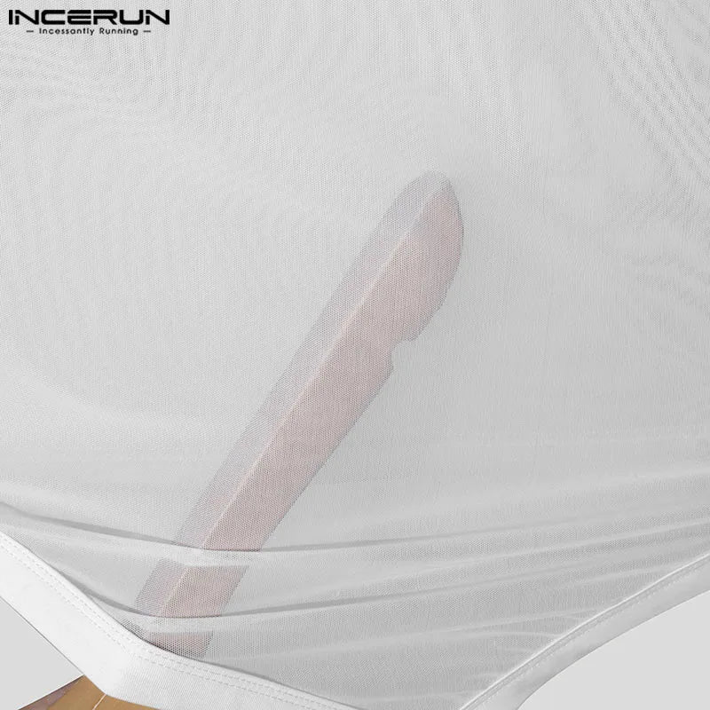 Men Tank Tops Summer Mesh See-Through Tops Tee INCERUN Sexy Sleevelesss Streetwear Party Irregular Men's Clothing Blouse S-3XL