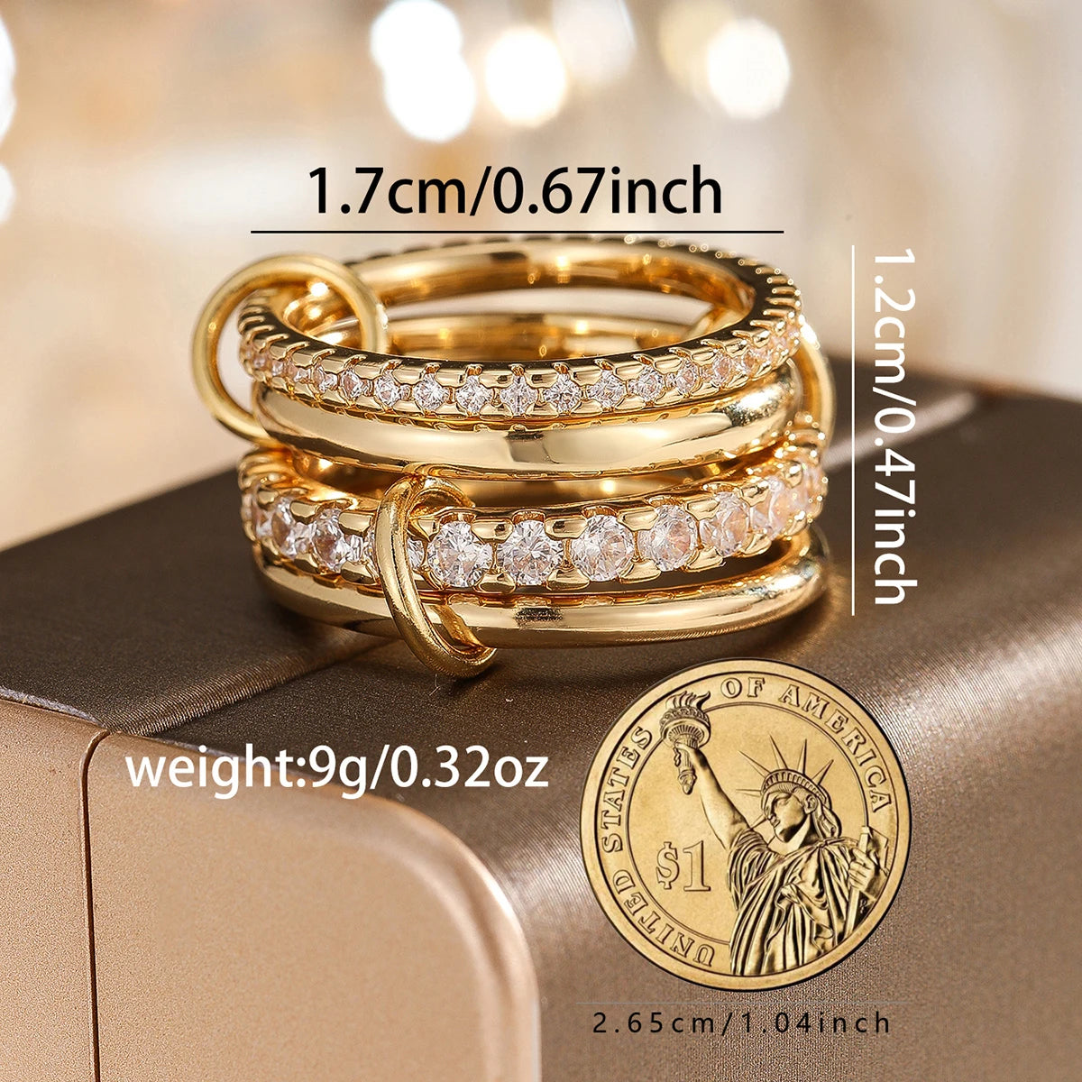 A Four-Ring Interlocking Ring With A Personalized Design Ins Style Suitable For Daily Wear And A Birthday Gift For Friends