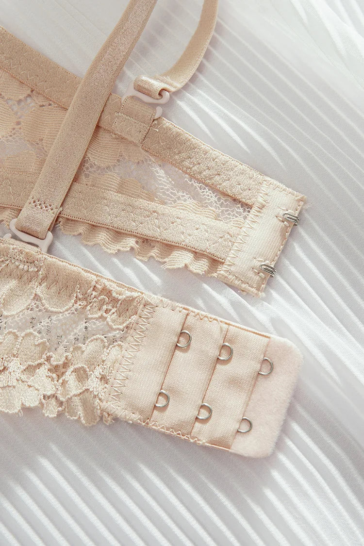 Thickened Underwear Women's Small Breasts Gather Together with Steel Rings Shaped Upper Support A Cup Flat Bra Double Bralette