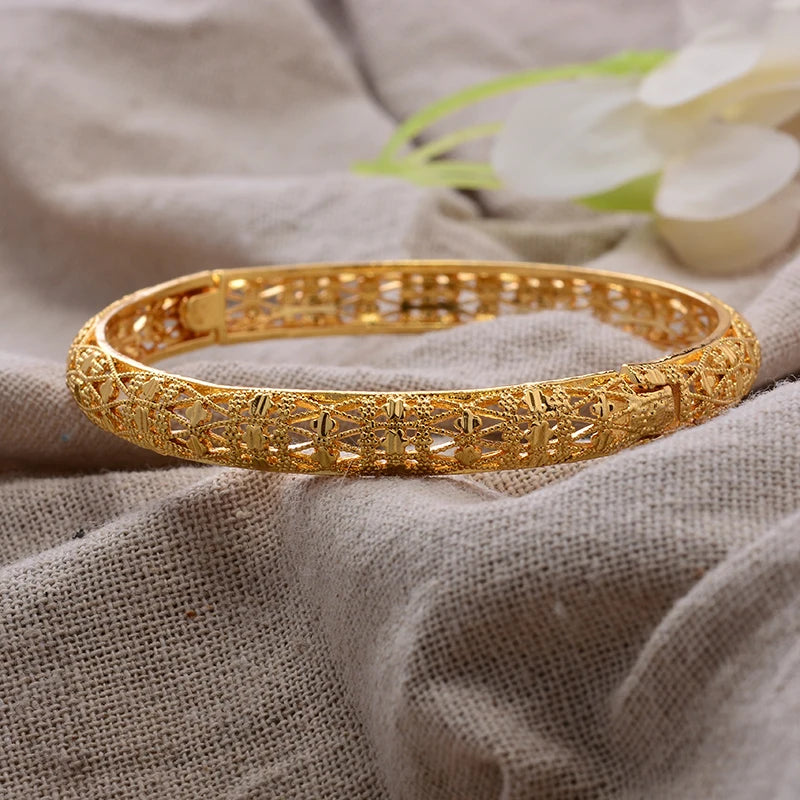 Luxury Vintage Gold Plated Bangles For Women Girls  Arabia Bridal Wedding Jewelry Gifts