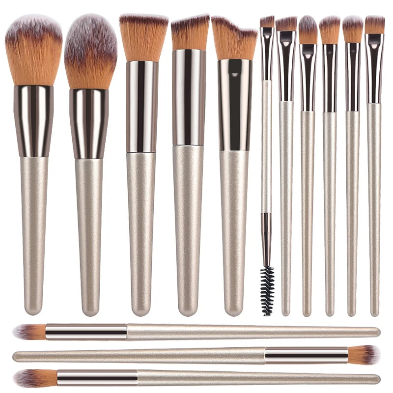 Hot Champagne Makeup Brushes Set for Women Cosmetic Foundation Powder Blush Eyeshadow Kabuki Blending Make Up Brush Beauty Tools