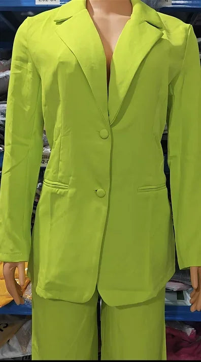 Women's Urban Suits 2025 Spring/Summer Latest Elegant Notched Collar Blazer Long sleeved Coat&Pocket Design Button Pants Set