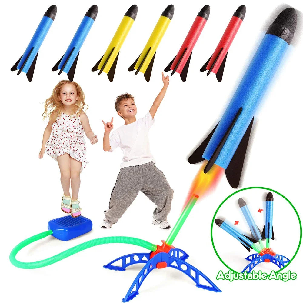 Kid Air Rocket Foot Pump Launcher Outdoor Air Pressed Stomp Soaring Rocket Toys Child Play Set Jump Sport Game Toys For Children
