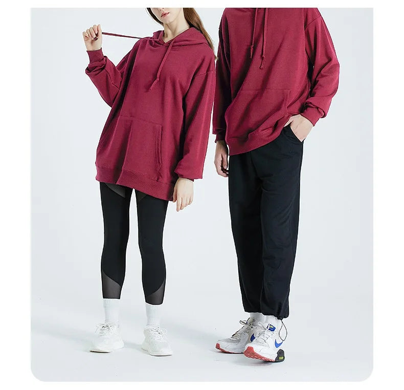 Solid Oversize Hoodies For Women Pocket Casual Loose Hooded Sweatshirt Woman Autumn Cotton Terry Hoodies Women Oversize Pullover