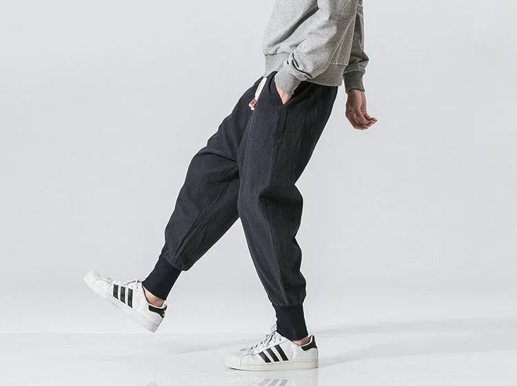 Men Harem Pants Streetwear Cotton Linen Joggers New Baggy Hip Hop Fashion Pants Casual Solid Trousers Male Trendy Sweatpants