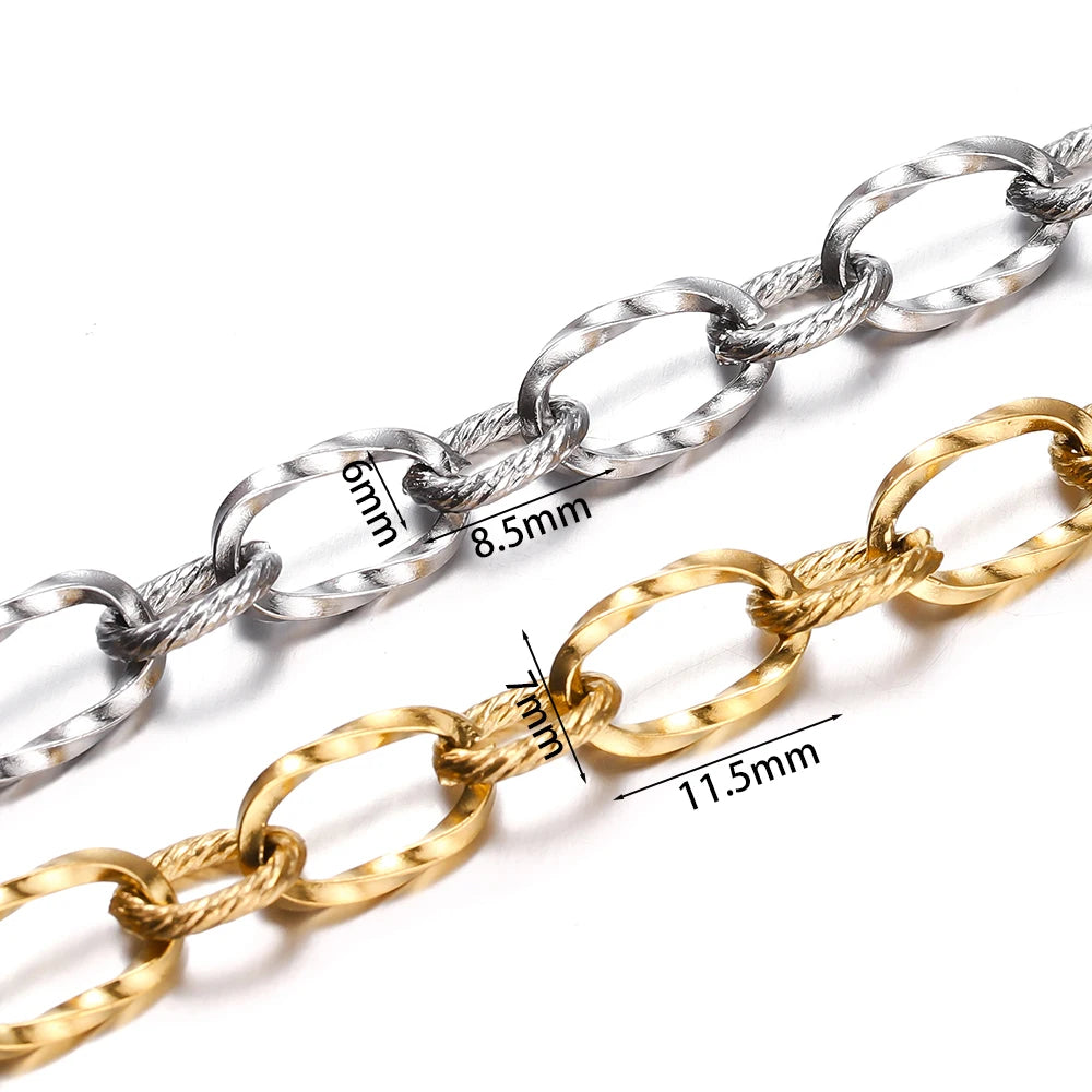 1Meter 7x11.5mm Stainless Steel Twists Chains Fashion Chain For Men Women Bracelet Necklace Jewelry Making Accessories