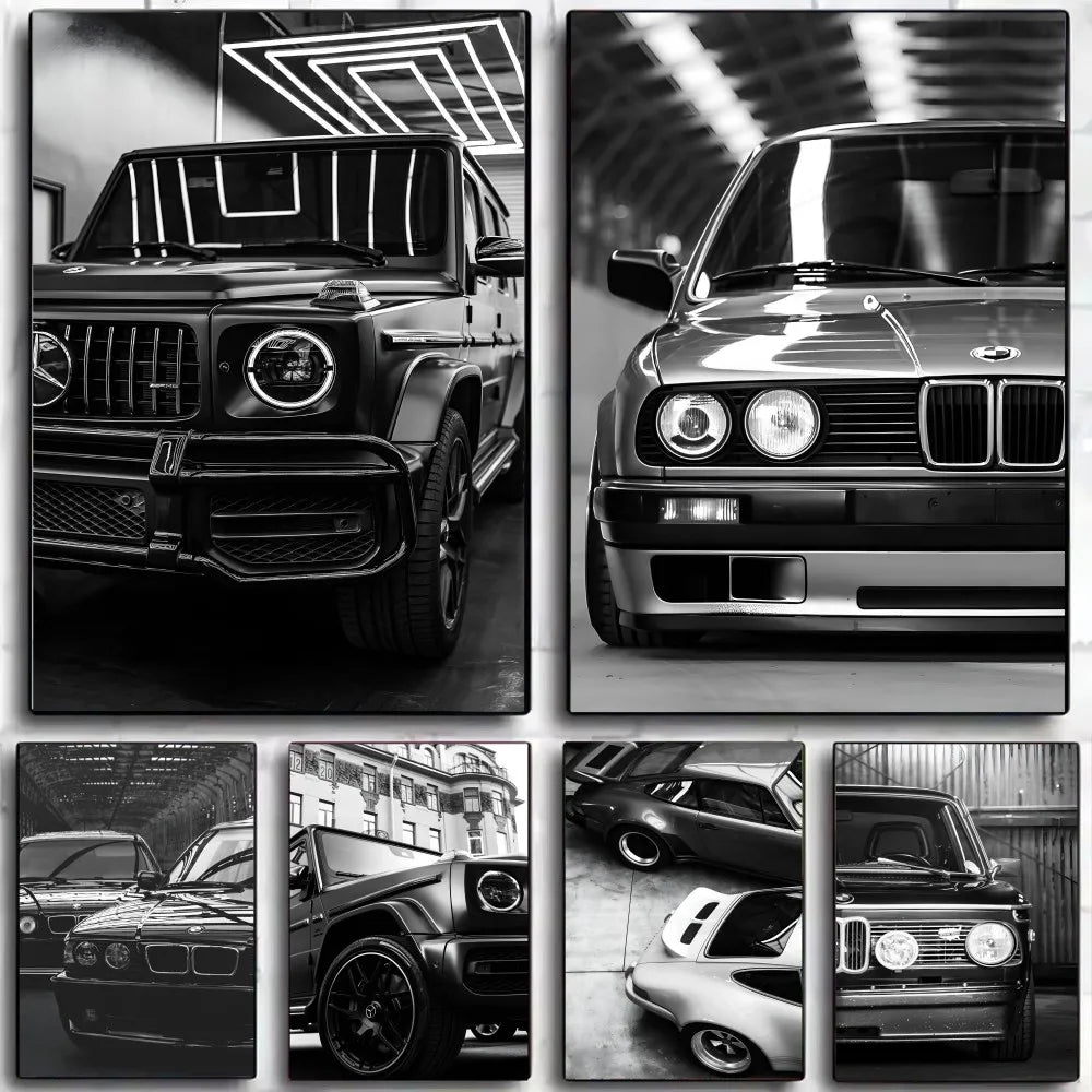Modern Fashion Wall Art Simple Black And White Luxury Car Poster HD Posters Home Room Bar Cafe Decor Art Wall Painting Picture
