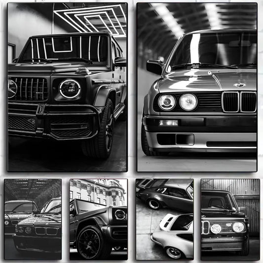 Modern Fashion Wall Art Simple Black And White Luxury Car Poster HD Posters Home Room Bar Cafe Decor Art Wall Painting Picture