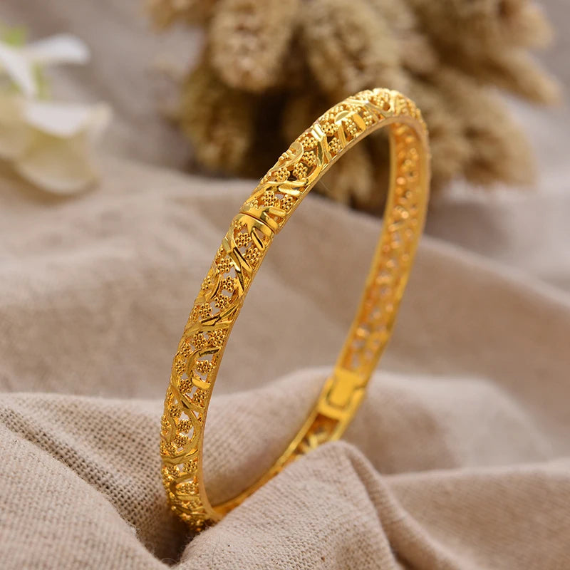 Luxury Vintage Gold Plated Bangles For Women Girls  Arabia Bridal Wedding Jewelry Gifts