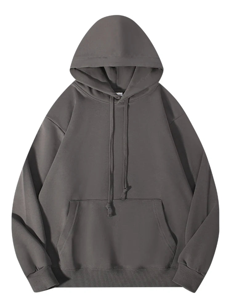 Solid Oversize Hoodies For Women Pocket Casual Loose Hooded Sweatshirt Woman Autumn Cotton Terry Hoodies Women Oversize Pullover