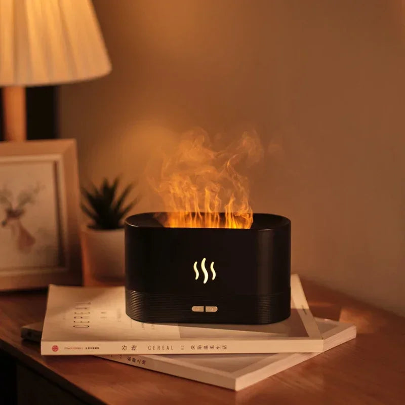 Perfume Humidifier Simulation Flame Aromatherapy Diffuser LED Ultrasonic Air Humidifier Creative Gift Essential Oil Flame Lamp