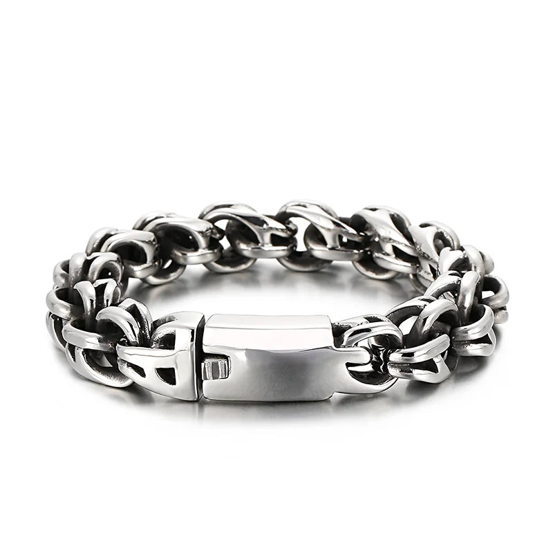 Twisted Link Chain Men Bracelet Mens 9 Inches Stainless Steel Hand Geometry Chain Armband Biker Hip Hop Bracelet Jewelry